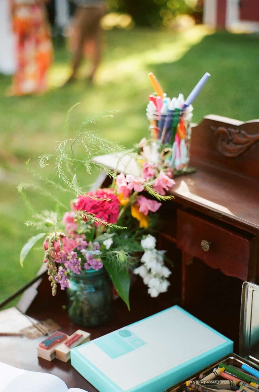 Flowers and Markers (Maine Wedding)